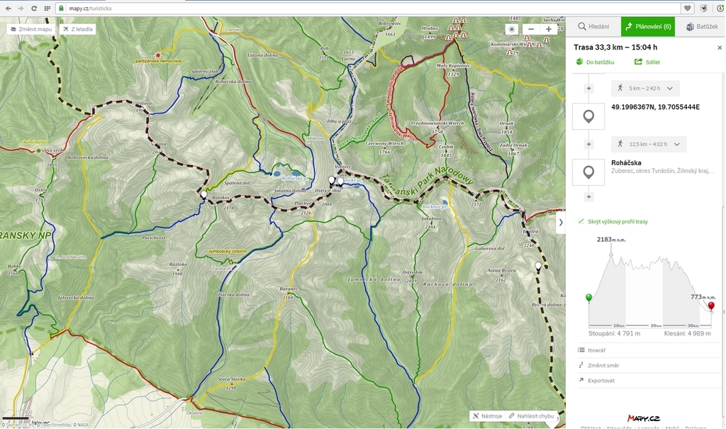 mapa lokality Slovensko, Tatry