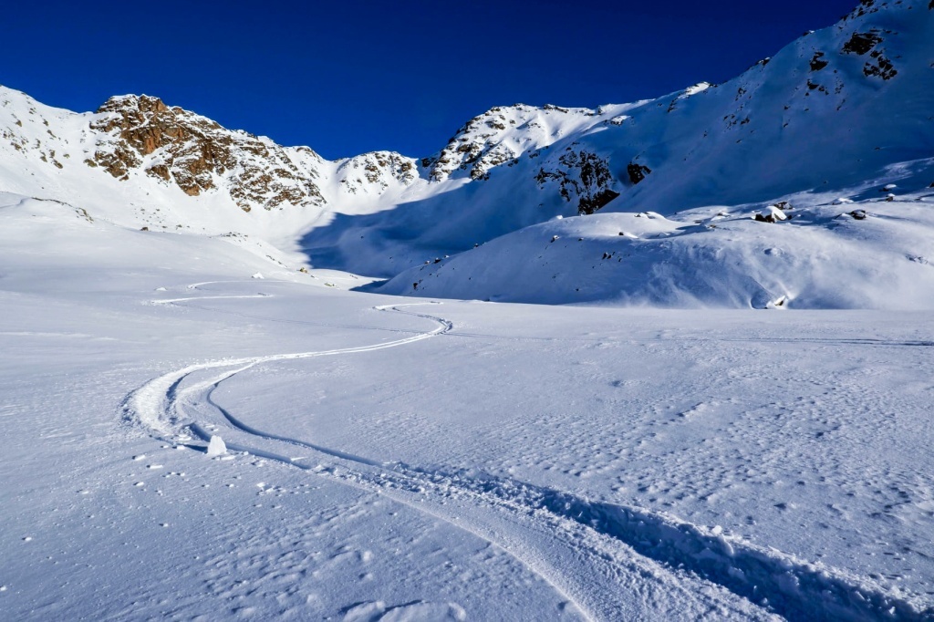 Takhle jsme to počmárali ve sjezdu ze sedla Winterlücke