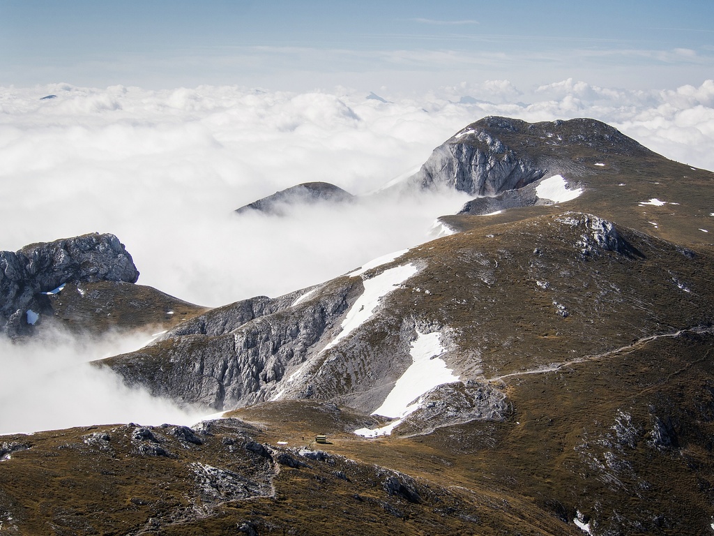 Peřina z mraků z jižní strany masivu Hochschwabu