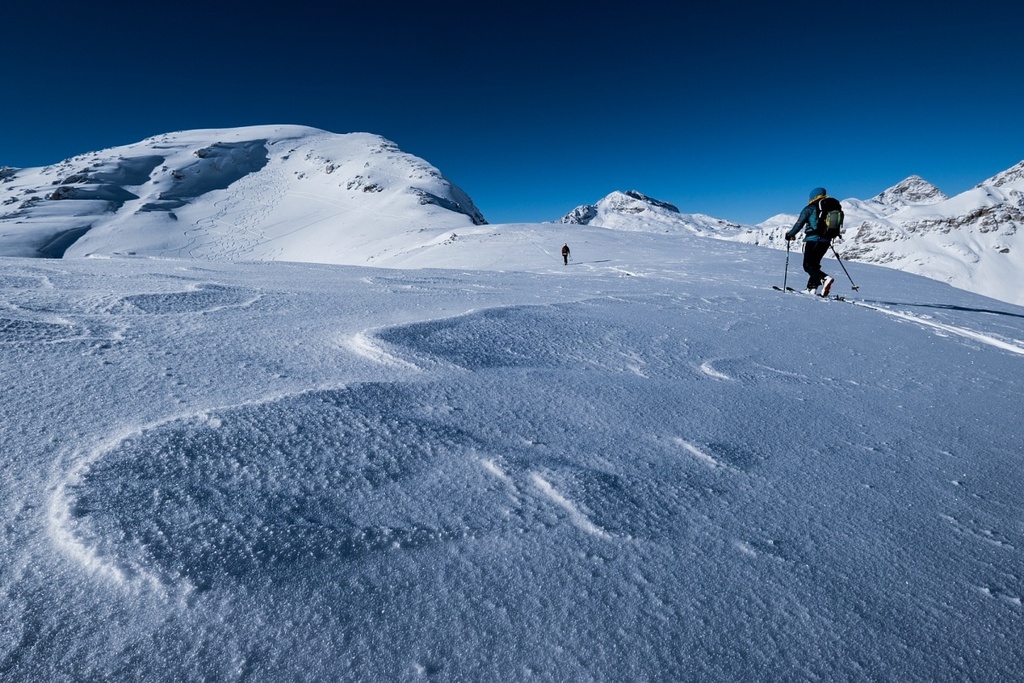 Túra na Piz Alv (2877 m) patří mezi oblíbené, výstup i sjezd můžete dle podmínek volit jak ze severu, tak z jihu