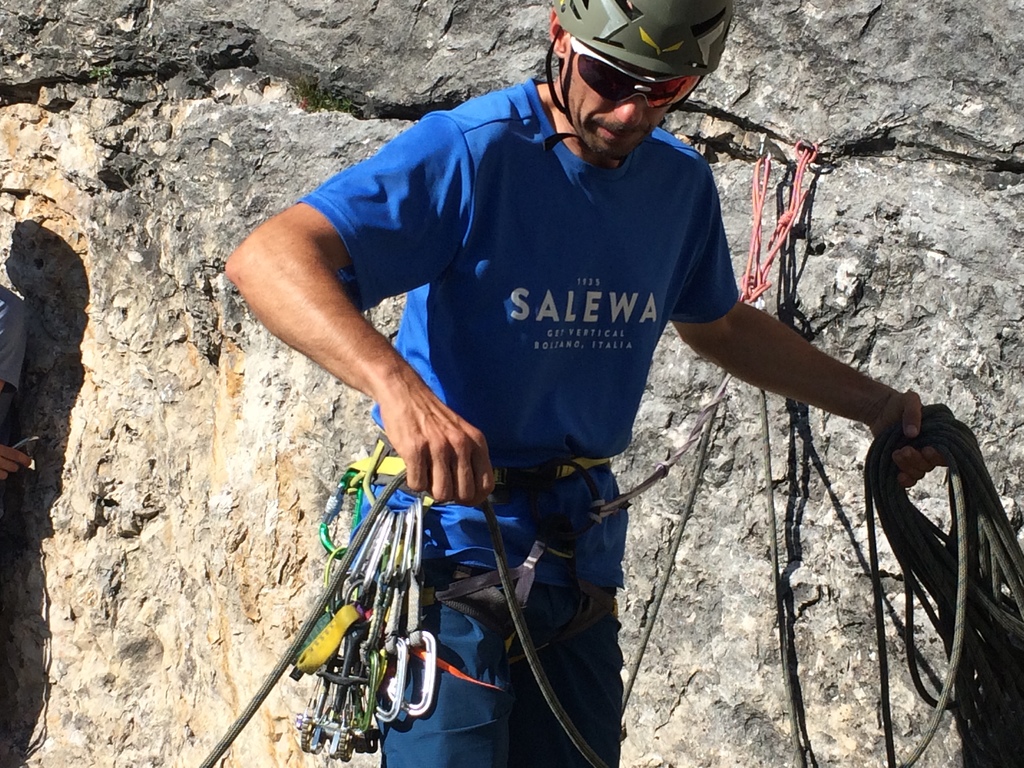 lezení na Rock Point Salewa Alpine Campus 2019