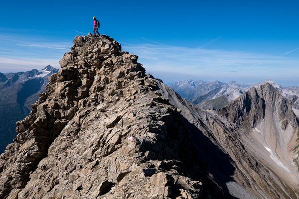 V blízkosti vrcholu Dawinkopf (2968 m) na hřebenovce Augsburger Höhenweg