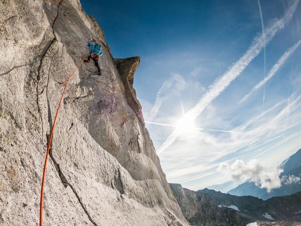 fV cestě Traumfänger v jižní stěně Hochalmspitze (6a, 300 m)