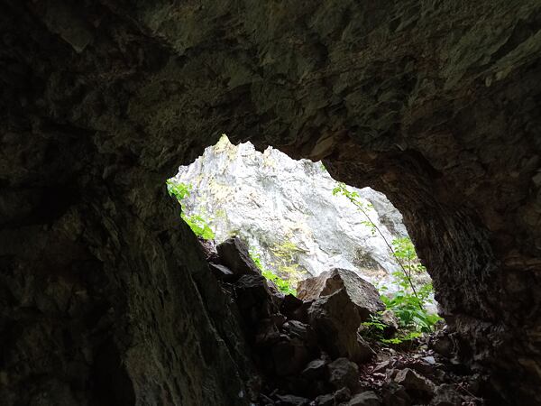 Jedna z mnoha jeskyněk v soutěsce Örflaschlucht