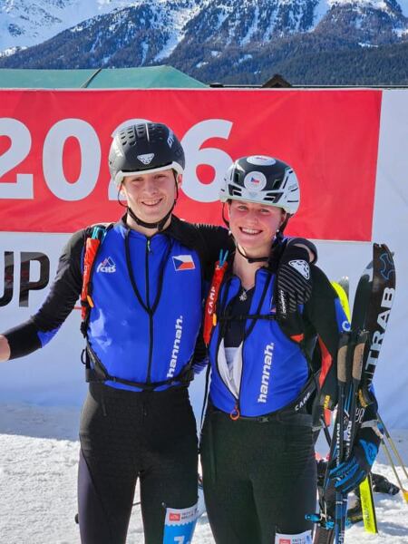 Eva Matějovičová a Ondra Souček jsou 6. v týmových štafetách na juniorském SP ve skialpinismu